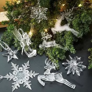 Акриловые подвески в виде снежинок и сосулек, рождественские прозрачные украшения, подвески для рождественской елки, домашний декор для вечеринки на год