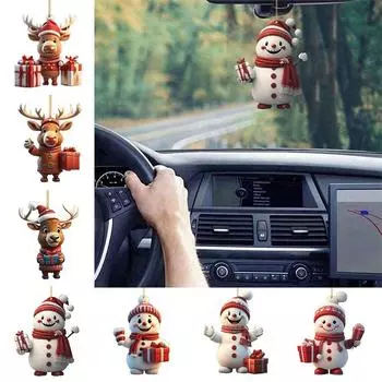 Акриловые подвесные подвески в виде мультяшного снеговика, оленя, рождественского украшения на елку, подарочные рождественские украшения deer 3