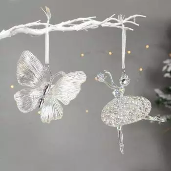 Акриловые подвесные украшения для рождественской елки, кукла-ангелочек, кулон-колокольчик 2024 года, веселое рождественское украшение для дома, Рождество, Новый год 2024