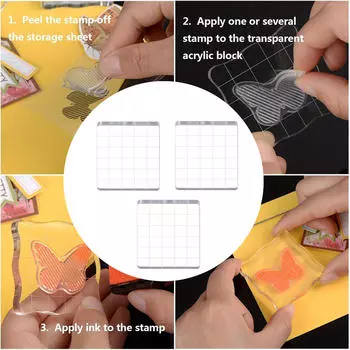 Акриловые прозрачные инструменты для штамповки с сеткой для изготовления поделок для скрапбукинга 3PCS