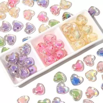 Акриловые прозрачные красочные бусины-сэндвич-сердца для DIY ожерелья, браслета, серьг, изготовления ювелирных изделий коричневый