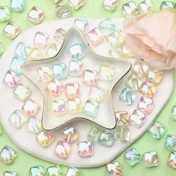 Акриловые прозрачные свободные бусины материал УФ-ослепляющий цвет диагональное отверстие ювелирные изделия аксессуары DIY браслет квадрат 10 шт ожерелье изготовление мода ручная работа зелёный