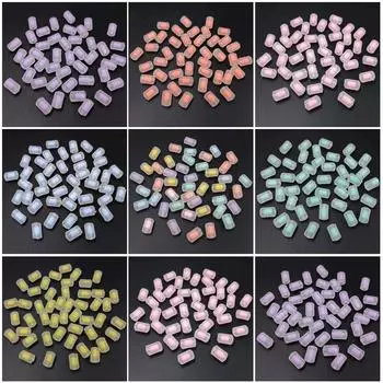 Акриловые прозрачные ювелирные аксессуары «сделай сам», креативные 8-угольные цилиндрические свободные бусины, 20 шт., подвески, матовые, модные Transparent фиолетовый