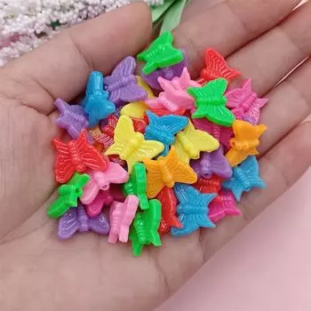 Акриловые разноцветные ожерелья, серьги, аксессуары, аксессуары из бисера, бабочка, 50/100 шт., свободные бусины, серьги ручной работы, браслет в форме сердца Heart shaped