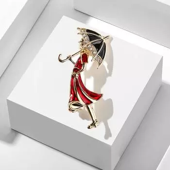 Акриловые ретро элегантные женские броши для женщин, дизайнер с зонтиком 2.8x5cm