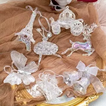 Акриловые рождественские хрустальные подвески DIY Снежинка елочные украшения настенный кулон для внутреннего и наружного использования хрустальные подвески