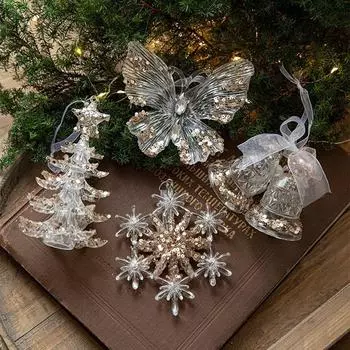 Акриловые рождественские хрустальные подвески Снежинка DIY елочные украшения настенный кулон для внутреннего и наружного использования хрустальные подвески