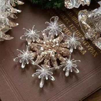 Акриловые рождественские украшения Прозрачные снежинки Бабочки Рождественские елки Подвесные подвески Noel Украшения для дома 2025 Новогодняя вечеринка