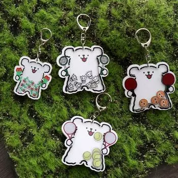 Акриловые розы Line Puppy Key Chains Line Puppy Creative Shake Dogs Key Ring Gift badminton