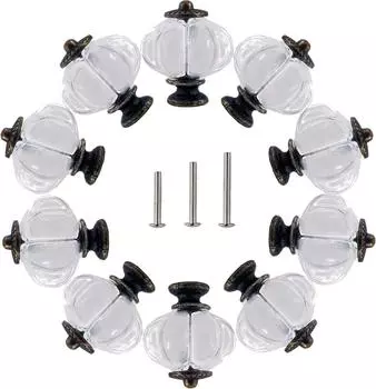 Акриловые ручки шкафа, прозрачные ручки комода в виде тыквы, антикварные винтажные декоративные ручки «сделай сам», ручки для гардероба, шкафа, ящиков 10pcs белый