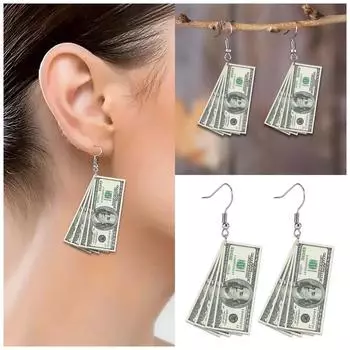 Акриловые серьги 2D USD в плоском дизайне, модные и креативные праздничные подарки, серьги One Size