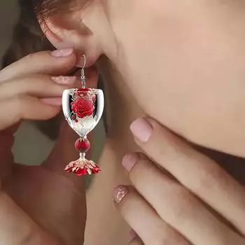 Акриловые серьги из розового вина, креативный дизайн в стиле ретро, универсальные серьги One Size