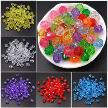 Акриловые серьги модные 10 мм ручной работы материал для изготовления браслета ожерелья многогранные угловые бусины свободные бусины 20 шт разноцветные креативные аксессуары розовый