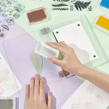 Акриловые штампованные блоки 7,6*5,9 дюймов, большой прозрачный штамповочный инструмент с сеткой, позиционирующие линии, 4 шт., магнит прозрачный