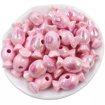 Акриловые свободные бусины с УФ-покрытием, ослепительные, ручная работа, изготовление браслетов, два цвета, 10 шт., аксессуары для украшений своими руками, бисерный материал, модные, креативные, конфетные бусины розовый