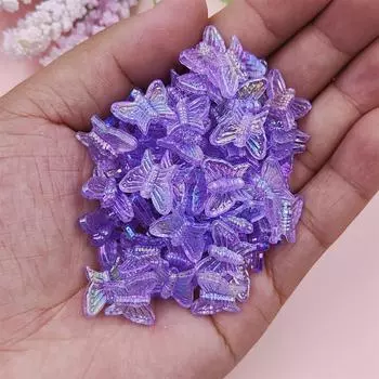 Акриловые свободные разделительные бусины с отверстием, разноцветные, 20 шт., бусины-бабочки ручной работы, кристаллы для изготовления ювелирных изделий, изготовление браслетов, ожерелья, цвет AB разноцветные