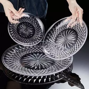 Акриловые тарелки для фруктов 15/20/30 см, тарелка для салата, десерта, подставка для кексов, блюдо для печенья, бытовая сервировочная тарелка для конфет, орехов