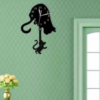 Акриловые точные часы и уникальный стиль настенные часы с котом и маятником маятниковые настенные часы