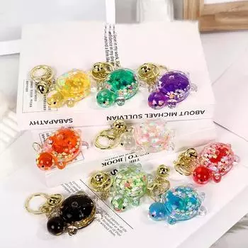 Акриловые украшения, куклы-черепахи конфетного цвета, блестящая черепаха, маленький орнамент, брелок в виде черепахи для девочек и мальчиков фиолетовый