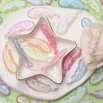 Акриловые ювелирные изделия DIY с УФ-покрытием, цветной кулон с перьями, модные светлые серии, аксессуары, ожерелье, серьги, изготовление светящихся материалов, 10 шт., бусины разноцветный