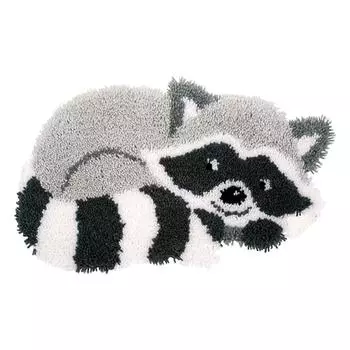Акриловые волокна мягкие и удобные DIY Craft Latch Hook Rug Kit Beginners Raccoon Tapestry Rug Set