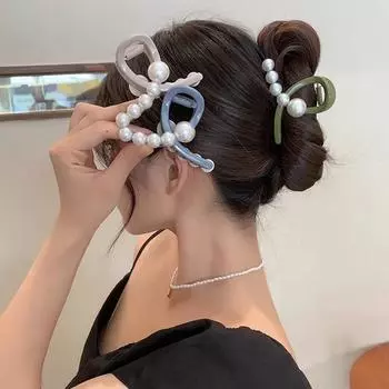 Акриловые заколки для волос с искусственным жемчугом, Нескользящие большие коготь для волос, женская заколка для девочек, темпераментная заколка в виде акулы, модный аксессуар для волос