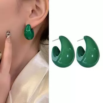 Акриловые зеленые серьги-кольца в форме буквы C, минимализм, геометрические серьги-кольца, модные корейские модные женские вечерние украшения