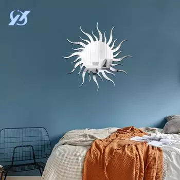 Акриловые зеркальные настенные наклейки с рисунком солнца, украшение спальни, украшение гостиной, наклейки