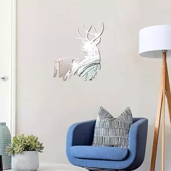Акриловые зеркальные настенные наклейки в скандинавском стиле, настенное украшение в виде оленя и звезды, фон для входа в гостиную, креативное украшение золотой