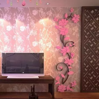 Акриловый 3D Кристалл Стерео Наклейка На Стену Прихожая Домашний Декор Роза Ротанга Фон Настенный Декор Red Right S