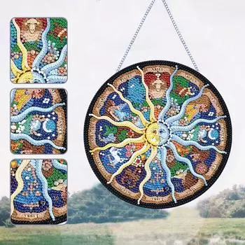 Акриловый алмазный художественный подвесной кулон, созвездие солнца, односторонняя 5D DIY алмазная живопись, точки, кулон для домашнего настенного декора CHINA