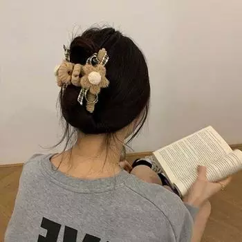Акриловый бант вязаный цветок плюшевые цветы заколки для волос в корейском стиле украшения для волос коричневый
