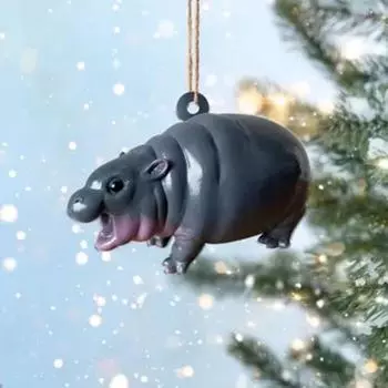 Акриловый Бегемот подвесное украшение 2D плоский Бегемот Рождественская елка подвесное украшение автомобиль гостиная спальня мультяшный кулон с животными Hippo