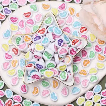 Акриловый бисер «Любовь», 30 непрозрачных бисеров в форме сердца, 14 мм, милые свободные бусины со свободным интервалом, ювелирные изделия, браслет, ожерелье «сделай сам»