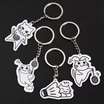 Акриловый брелок для бадминтона, кошка, игра в бадминтон, брелки для бадминтона, брелок для бадминтона, подарок другу B