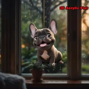 Акриловый брелок для ключей «Французский бульдог» - 2D плоский шарм Подходит для автомобилей, рюкзаков и предметов интерьера, небольших подарков для друзей и одноклассников.