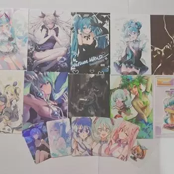 Акриловый брелок для ключей Hatsunemiku Yukimiku And Sakura Miku Poca Postcard, продажа оптом