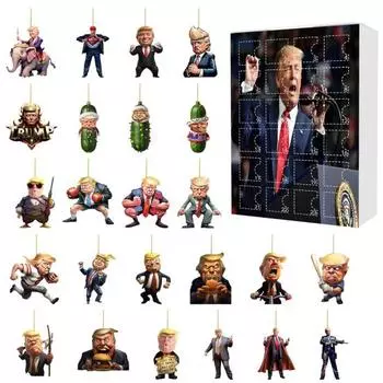 Акриловый брелок-подвеска Yousheng Christmas Advent Calendar с изображением президента Трампа, 24-дневный календарь обратного отсчета до праздников, украшения