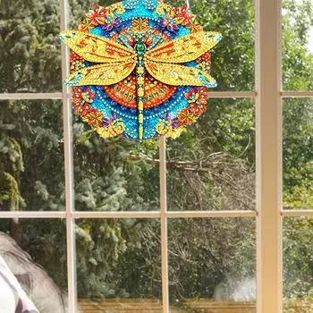 Акриловый бриллиантовый подвесной кулон, круглая+специальная форма, односторонняя алмазная картина, подвесной кулон, бабочка, стрекоза, попугай