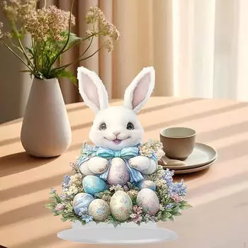 Акриловый декор в виде кролика, идеальный подарок, уникальный привлекательный 2D плоский знак, пасхальное украшение для полки