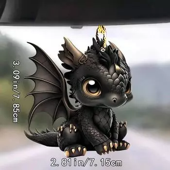 Акриловый декоративный кулон «Черный дракон», автомобильные аксессуары, украшение для внутреннего зеркала заднего вида, рождественская елка, 2D-плоский кулон, сумки и брелки