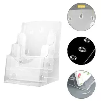 Акриловый держатель для брошюр 3-уровневая подставка для брошюр с разделителем Настенное крепление Столешница Прозрачный держатель для флаеров Стойка для журналов Подставка для буклетов A5