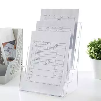 Акриловый держатель для брошюр, 3 уровня, размер А4, прозрачное настенное крепление, органайзер для столешницы, флаер, буклет, журнал для документов, литературный стенд, товары для дома. прозрачный