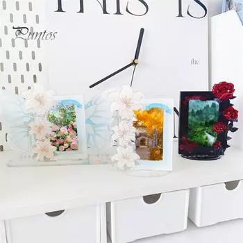 Акриловый держатель для фотокарт Kpop, розовая лилия, тема, сверхмощный стоячий мини-идол, подставка для фотографий, рамка для дисплея, украшение стола B красный