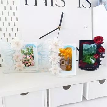 Акриловый держатель для фотокарт Kpop, розовая лилия, тема, сверхмощный стоячий мини-идол, подставка для фотографий, рамка для дисплея, украшение стола B красный