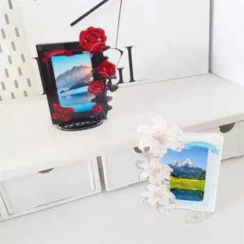 Акриловый держатель для фотокарт Kpop, розовая лилия, тема, сверхмощный стоячий мини-идол, подставка для фотографий, рамка для дисплея, украшение стола B красный
