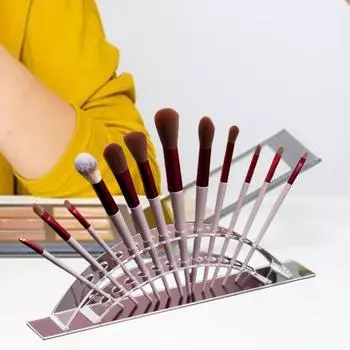 Акриловый держатель для кистей для макияжа, органайзер для палочек для волос, большая емкость, прозрачный изогнутый акриловый стенд, настольный органайзер прозрачный