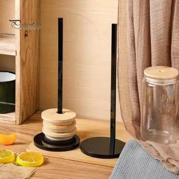 Акриловый держатель для крышек стаканов с устойчивым основанием, простая установка, экономящий место, акриловый держатель для крышек стаканов 1pc чёрный