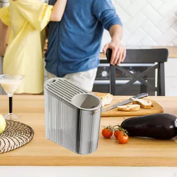 Акриловый держатель для ножей для кухонной столешницы с несколькими слотами зелёный