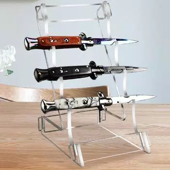 Акриловый держатель для ножей, трехъярусный карманный дисплей для ножей, прозрачный акриловый держатель для хранения ножей для домашней кухни